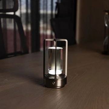 CATA CT-8439-Gri Vegas Dimli ve Dokunmatik, Şarjlı LED Masa Lambası - 3 Işık Renkli (Beyaz + Ilık Beyaz + Gün Işığı)