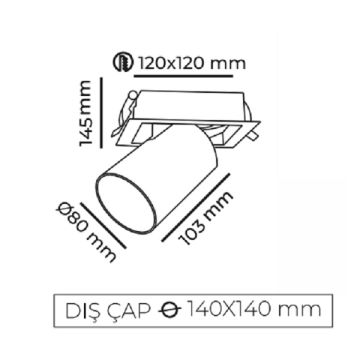 MOLLED MOL5015 30 Watt Siyah/Beyaz Kasa Hareketli LED Mağaza Spotu (SAMSUNG/OSRAM LED & EAGLERISE/PHILIPS/LIFUD Driver)