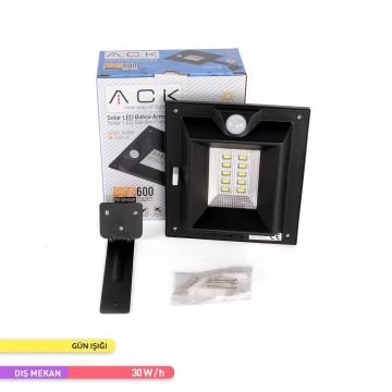 ACK AG60-04801 30 Watt/h Solar Aplik - Gün Işığı (3000K) - PC Gövde