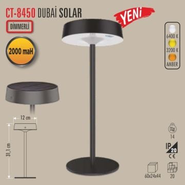 CATA CT-8450 Dubai Dimli ve Şarjlı LED Masa Lambası - 3 Işık Renkli (Beyaz + Ilık Beyaz + Gün Işığı)