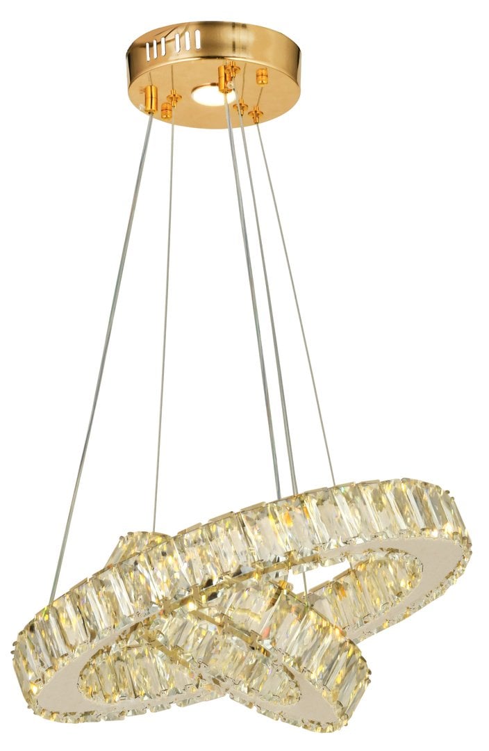 CL-579-2 - 44 Watt Taşlı İkili Gold LED Avize (Çift Işık Renkli)