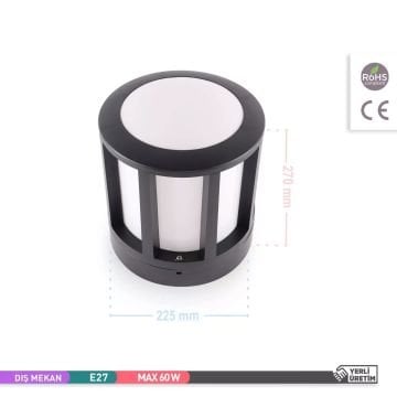 ACK AG55-08021 Siyah Set Üstü Aplik (PC Gövde- E27 Duylu)