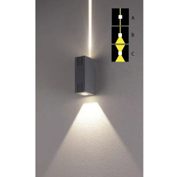 EGGE EG-9210 2x3 Watt Antrasit Çift Yönlü Dış Mekan LED Aplik - Gün Işığı (3000K)