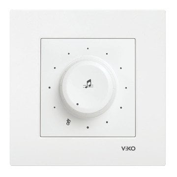 VİKO Karre/Meridian 90967028 Müzik Yayın Anahtarı (Acil Anonslu Trafolu) [Beyaz]