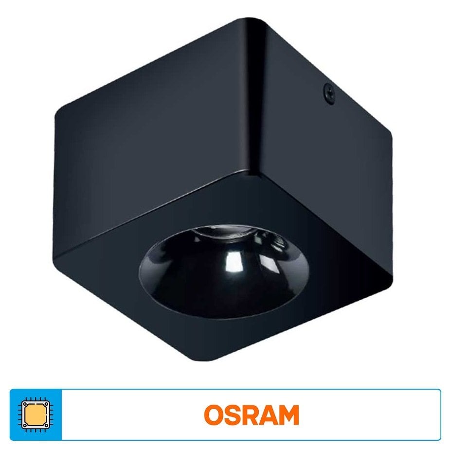 ACK AH12-01131 10 Watt 10x10x6 cm Siyah-Platin Sıva Üstü LED Spot - Metal - Beyaz Işık (6500K)