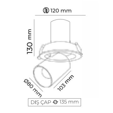 MOLLED MOL5012-1 28 Watt Beyaz-Siyah Kasa Hareketli LED Mağaza Spotu (SAMSUNG/OSRAM LED & PHILIPS/OSRAM Driver)