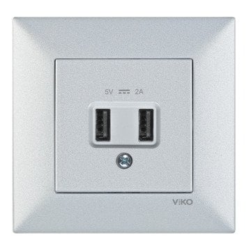 VİKO 92605009 5V-2A USB Şarj Prizi Kapağı [Gümüş]