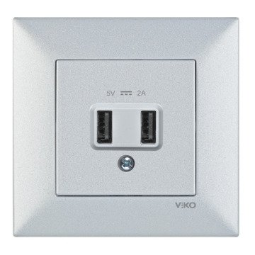 VİKO Novella/Trenda 92605009 5V-2A USB Şarj Prizi Kapağı [Gümüş]