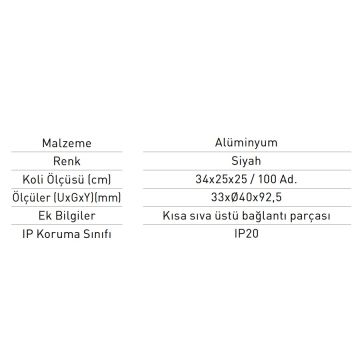 JUPITER JK006 Modüler LED Aydınlatmala Kısa Sıva Üstü Bağlantı Aparatı