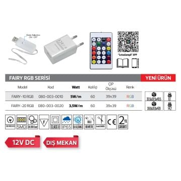 HOROZ 080-003-0020 FAIRY-20 20 Metre 3.5 Watt/Metre Dış Mekan RGB LED Süsleme Işığı