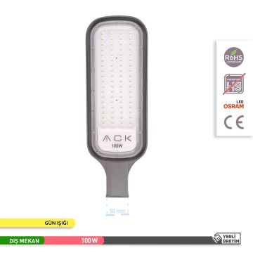 ACK AT41-19100 100 Watt LED Sokak Armatürü - Gün Işığı (3000K)