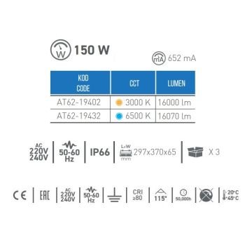 ACK AT62-19432 150 Watt LED Projektör - Beyaz Işık (6500K)