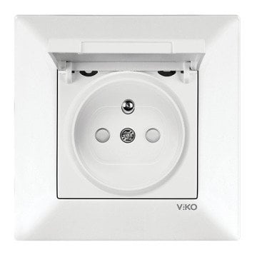 VİKO Karre/Meridian 90967070 Çocuk Korumalı Kapaklı Topraklı UPS Priz [Beyaz]