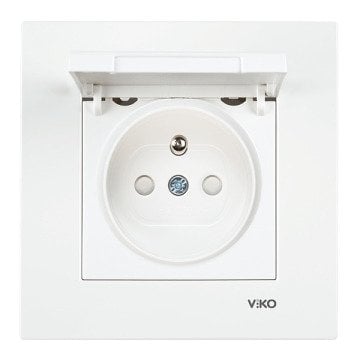 VİKO Karre/Meridian 90967070 Çocuk Korumalı Kapaklı Topraklı UPS Priz [Beyaz]