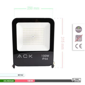 ACK AT62-19132 100 Watt LED Projektör - Beyaz Işık (6500K)