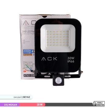 ACK AT62-23032 30 Watt Sensörlü LED Projektör - Beyaz Işık (6500K)