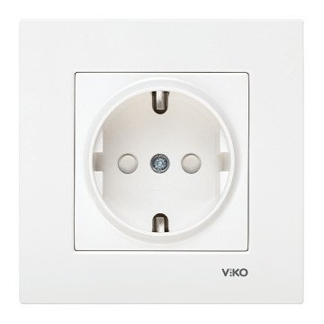 VİKO Karre/Meridian 90967042 Çocuk Korumalı Topraklı Priz [Beyaz]