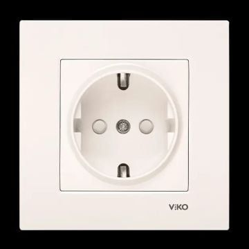 VİKO Karre/Meridian 90967242 Çocuk Korumalı Topraklı Priz [Krem]