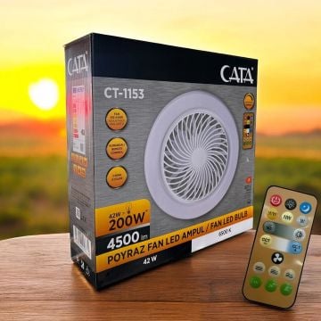 CATA CT-1153 Poyraz 42 Watt Fanlı LED Ampul - Dimli - 3 Işık Renki (Beyaz + Ilık Beyaz + Gün Işığı)