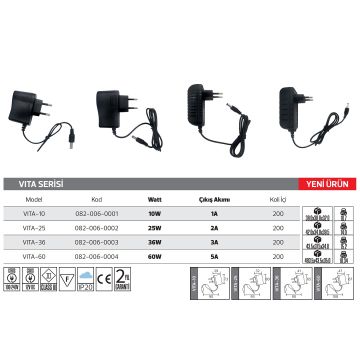 HOROZ 082-006-0003 36 Watt 3 Amper Fişli Adaptör