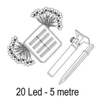 FORLIFE FL-3258 20 Watt 5 Metre 7 Mod Solar Işık Zinciri - Gün Işığı (3200K)