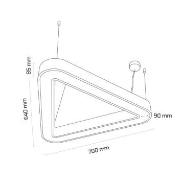 GOYA GY 8116-60 Siyah/Beyaz Kasa 36 Watt 64x64x70 cm Üçgen Halka Sıva Üstü Lineer Armatür