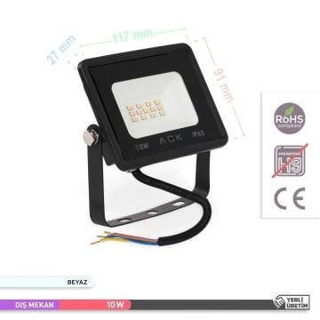 ACK AT62-01032 10 Watt LED Projektör - Beyaz Işık (6500K)