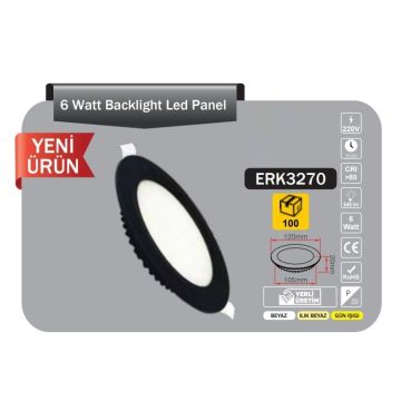 ERKled ERK3270 6 Watt Siyah Kasa Sıva Altı Yuvarlak LED Panel