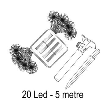 FORLIFE FL-3260 20 Watt 5 Metre 7 Mod Solar Işık Zinciri - Gün Işığı (3200K)