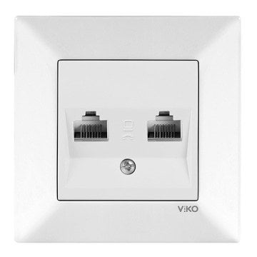 VİKO Karre/Meridian 90967034 İkili Data Prizi (2xRJ45 CAT5E) [Beyaz]