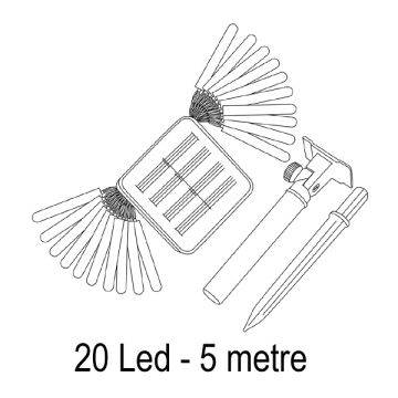 FORLIFE FL-3261 20 Watt 5 Metre 7 Mod Solar Işık Zinciri - Gün Işığı (3200K)