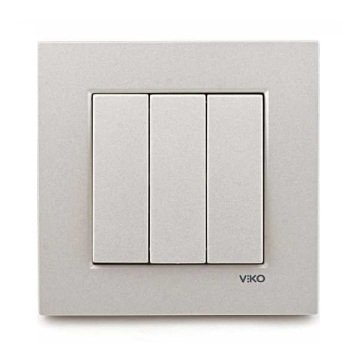 VİKO 92605668 Üçlü Anahtar Düğmesi [Metalik Beyaz]