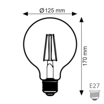 K2 GLOBAL KES607 8 Watt G125 LED Rustik Glop Ampul - Sarı Işık (2700K)