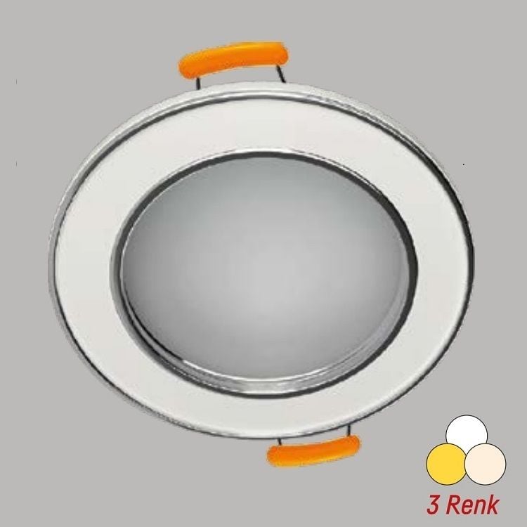 YCL YC 750 Beyaz-Krom Kasa Sıva Altı Downlight Armatür (Metal Gövde) - 3 Işık Renkli (Beyaz + Ilık Beyaz + Gün Işığı)