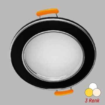 YCL YC 755 Siyah-Krom Kasa Sıva Altı Downlight Armatür (Metal Gövde) - 3 Işık Renkli (Beyaz + Ilık Beyaz + Gün Işığı)