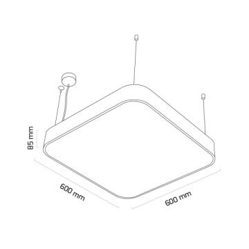 GOYA GY 8115-60 Siyah/Beyaz Kasa 73 Watt 60x60 cm Lineer Sarkıt Armatür