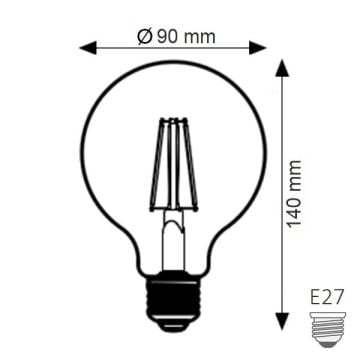 K2 GLOBAL KES617 4 Watt G95 LED Rustik Glop Ampul - Sarı Işık (2700K)