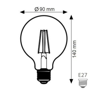 K2 GLOBAL KES506 8 Watt G95 Şeffaf Camlı LED Rustik Glop Ampul