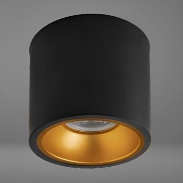 NOAS YL60-9140 ROMA 10x10 cm Siyah-Gold Sıva Üstü Silindir Spot Kasası Kasası
