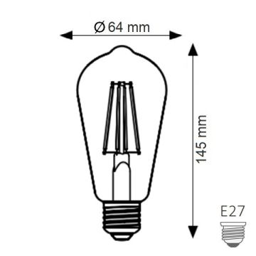 K2 GLOBAL KES515 8 Watt ST64 Şeffaf Camlı LED Rustik Armut Ampul