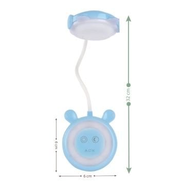 ACK AF11-10010 Dimli ve Dokunmatik Şarjlı LED Masa Lambası - Mavi - 3 Işık Renkli (Beyaz + Ilık Beyaz + Gün Işığı)