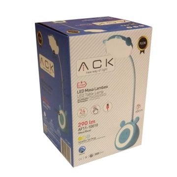ACK AF11-10010 Dimli ve Dokunmatik Şarjlı LED Masa Lambası - Mavi - 3 Işık Renkli (Beyaz + Ilık Beyaz + Gün Işığı)