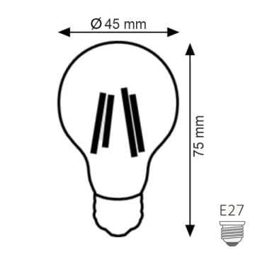 K2 GLOBAL KES497 4 Watt Şeffaf Camlı G45 LED Rustik Top Ampul