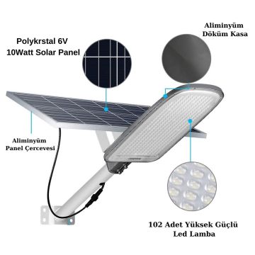 FORLIFE FL-3167 100 Watt Solar Sokak Armatürü - Beyaz Işık (6500K)