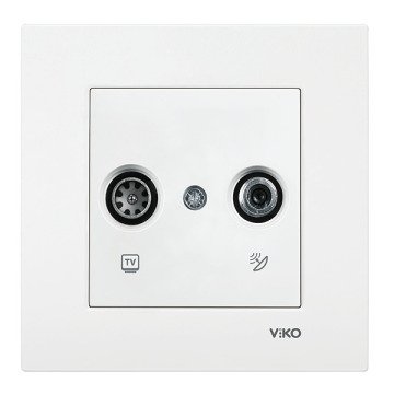VİKO Karre/Meridian 90967086-87 Uydu Prizi (TV-SAT - 8-11dB - Geçişli) [Beyaz]