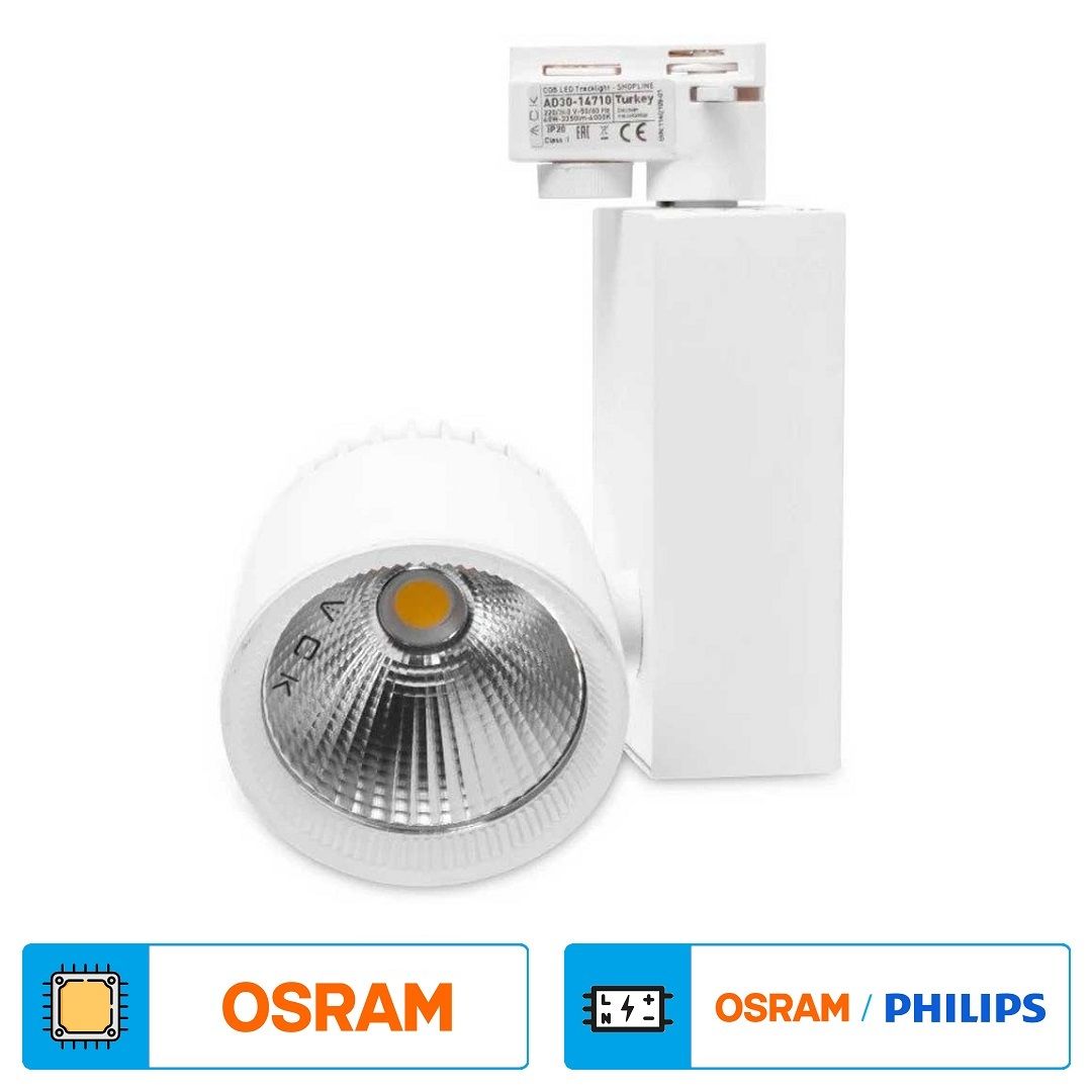 ACK AD30-14730 40 Watt Beyaz Kasa LED Ray Spot - OSRAM LED & OSRAM/PHILIPS Driver - Beyaz Işık (6500K)