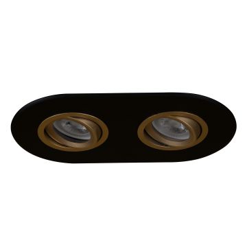 goldX ZE1001-46 Siyah-Gold Sıva Altı İkili Oval Spot Kasası