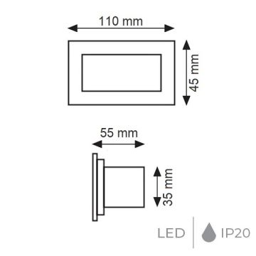 K2 GLOBAL KBA800 3 Watt Krom Radar Sensörlü Sıva Altı LED Koridor/Merdiven Armatürü