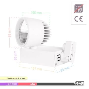 ACK AD30-14700 40 Watt Beyaz Kasa LED Ray Spot - OSRAM LED & OSRAM/PHILIPS Driver - Gün Işığı (3000K)
