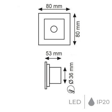 K2 GLOBAL KBA808 3 Watt Krom Radar Sensörlü Sıva Altı LED Koridor/Merdiven Armatürü